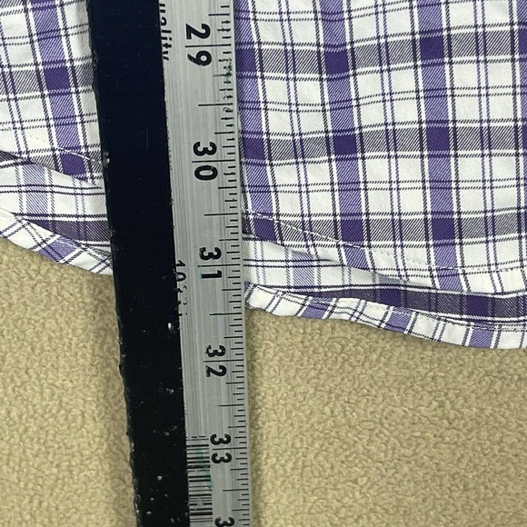 Peter Millar Summer Comfort Mens L Long Sleeve Button Up Shirt Purple Plaid - Picture 5 of 13